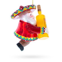 Load image into Gallery viewer, Mexican Santa with Tequila Bottle Glass Christmas Ornament