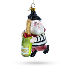 Load image into Gallery viewer, French Santa with Sparkling Wine Glass Christmas Ornament