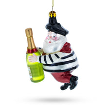 Load image into Gallery viewer, French Santa with Sparkling Wine Glass Christmas Ornament