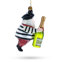 Load image into Gallery viewer, French Santa with Sparkling Wine Glass Christmas Ornament