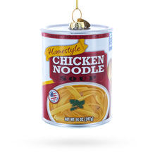 Load image into Gallery viewer, Chicken Noodle Soup Can Glass Christmas Ornament