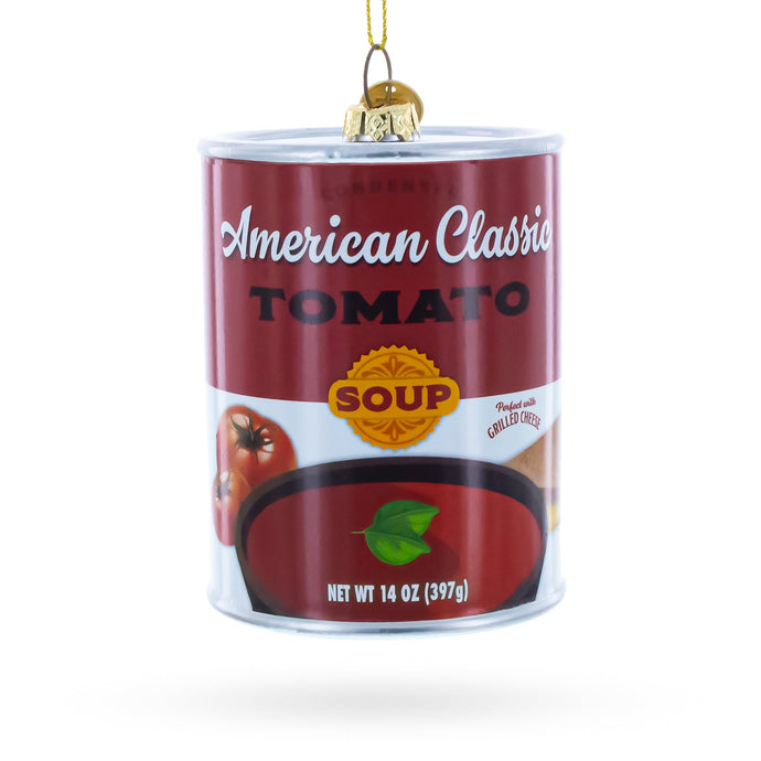 Tomato Soup Can Glass Christmas Ornament