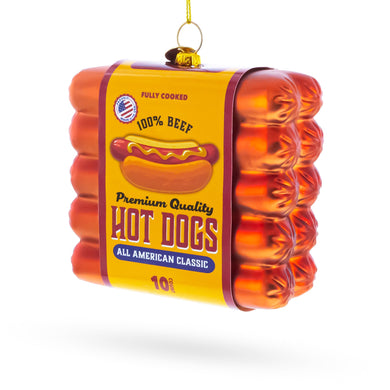 Hot Dogs Pack Glass Christmas Ornament