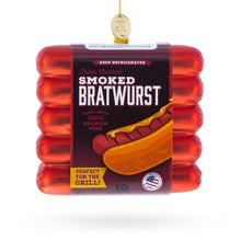 Load image into Gallery viewer, Smoked Bratwurst Box Glass Christmas Ornament