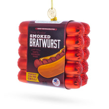 Load image into Gallery viewer, Smoked Bratwurst Box Glass Christmas Ornament