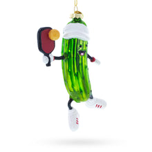 Load image into Gallery viewer, Pickle-Themed Pickleball Glass Christmas Ornament