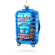 Load image into Gallery viewer, London Landmarks Suitcase Glass Christmas Ornament