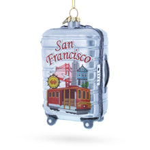 Load image into Gallery viewer, San Francisco Landmarks Suitcase Glass Christmas Ornament