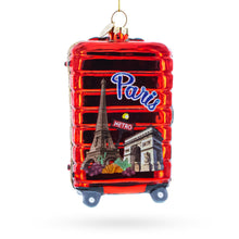 Load image into Gallery viewer, Paris Landmarks Suitcase Glass Christmas Ornament