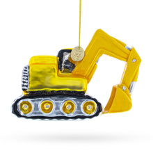 Load image into Gallery viewer, Yellow Excavator Glass Christmas Ornament