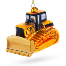 Load image into Gallery viewer, Bulldozer Construction Vehicle Glass Christmas Ornament