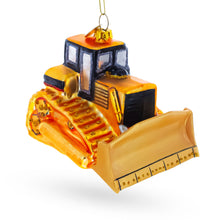 Load image into Gallery viewer, Bulldozer Construction Vehicle Glass Christmas Ornament