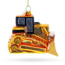 Load image into Gallery viewer, Bulldozer Construction Vehicle Glass Christmas Ornament