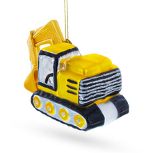 Load image into Gallery viewer, Track Excavator Construction Vehicle Glass Christmas Ornament
