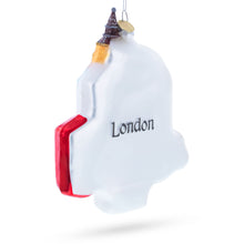 Load image into Gallery viewer, London Landmarks with Big Ben and Taxi Glass Christmas Ornament
