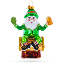 Load image into Gallery viewer, Irish Santa with Shamrock and Beer Glass Christmas Ornament