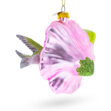 Load image into Gallery viewer, Hummingbird with Hibiscus Glass Christmas Ornament