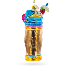 Load image into Gallery viewer, Hawaiian Tiki Totem with Tropical Cocktail Glass Christmas Ornament
