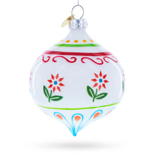 Load image into Gallery viewer, White Floral Pattern Finial Glass Christmas Ornament