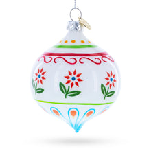 Load image into Gallery viewer, White Floral Pattern Finial Glass Christmas Ornament