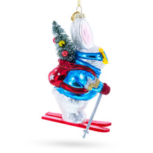 Load image into Gallery viewer, Skiing Bunny with Backpack Glass Christmas Ornament