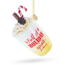 Load image into Gallery viewer, Whipped Cream Holiday Spirit Cocktail with Candy Cane Glass Christmas Ornament