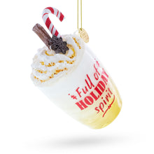 Load image into Gallery viewer, Whipped Cream Holiday Spirit Cocktail with Candy Cane Glass Christmas Ornament