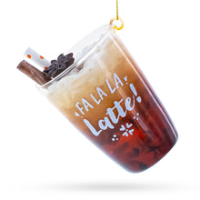 Load image into Gallery viewer, Whipped Latte Holiday Drink with Cinnamon Stick Glass Christmas Ornament