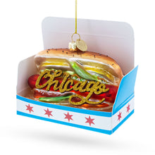 Load image into Gallery viewer, Chicago Style Hot Dog Glass Christmas Ornament