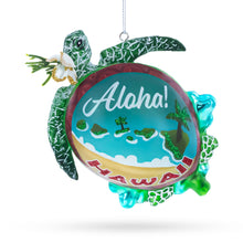 Load image into Gallery viewer, Hawaiian Aloha Turtle Glass Christmas Ornament