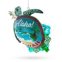 Load image into Gallery viewer, Hawaiian Aloha Turtle Glass Christmas Ornament