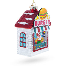 Load image into Gallery viewer, Santa’s Holiday Burger Stand Glass Christmas Ornament