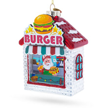 Load image into Gallery viewer, Santa’s Holiday Burger Stand Glass Christmas Ornament