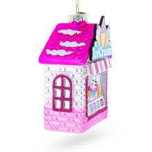 Load image into Gallery viewer, Ice Cream Shop with Polar Bear Glass Christmas Ornament