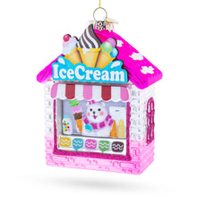 Load image into Gallery viewer, Ice Cream Shop with Polar Bear Glass Christmas Ornament