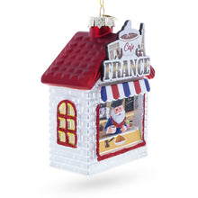 Load image into Gallery viewer, French Cafe with Santa Glass Christmas Ornament