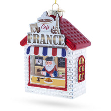 Load image into Gallery viewer, French Cafe with Santa Glass Christmas Ornament
