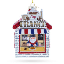 Load image into Gallery viewer, French Cafe with Santa Glass Christmas Ornament