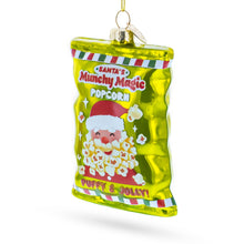 Load image into Gallery viewer, Santa’s Christmas Popcorn Bag Glass Christmas Ornament