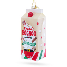 Load image into Gallery viewer, Holiday Eggnog Milk Carton Glass Christmas Ornament