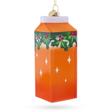 Load image into Gallery viewer, Jolly Christmas Orange Juice Box Glass Christmas Ornament