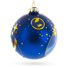 Load image into Gallery viewer, Blue Celestial Planets and Shooting Star Glass Ball Christmas Ornament