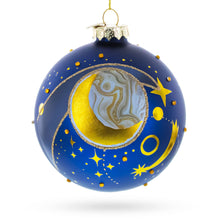 Load image into Gallery viewer, Blue Celestial Planets and Shooting Star Glass Ball Christmas Ornament