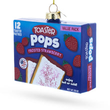Load image into Gallery viewer, Frosted Strawberry Toaster Box Glass Christmas Ornament