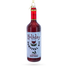 Load image into Gallery viewer, Holiday Survival Kit Wine Bottle Glass Christmas Ornament