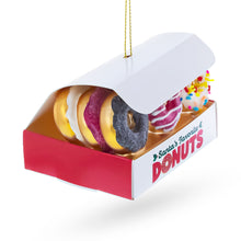 Load image into Gallery viewer, Santa’s Favorite Donuts Box Glass Christmas Ornament