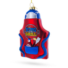 Load image into Gallery viewer, BBQ King of the Grill Apron Glass Christmas Ornament