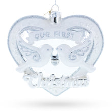 Load image into Gallery viewer, Our First Christmas Romantic Lovebirds Heart Glass Christmas Ornament