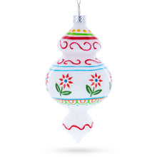 Load image into Gallery viewer, Red Flowers and Swirls Glass Christmas Ornament