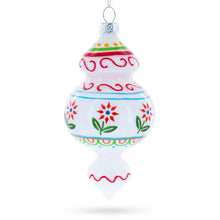 Load image into Gallery viewer, Red Flowers and Swirls Glass Christmas Ornament